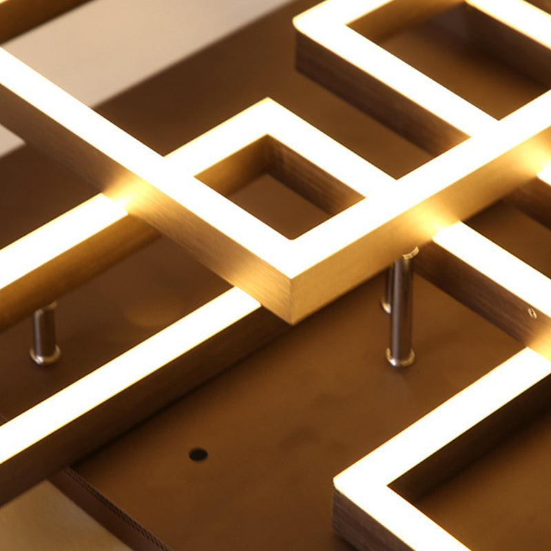 Modern Led Square Acrylic Ceiling Light - 39’/47’ Wide Brown Semi Flush Mount In Warm/White