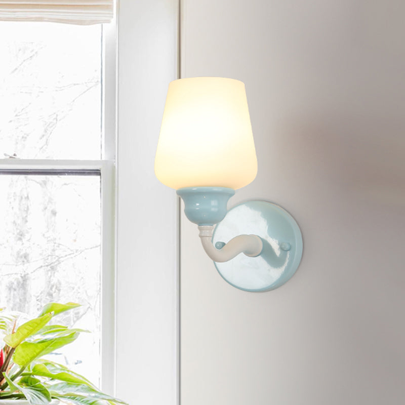 Sky Blue Milkglass Wall Sconce Light Fixture