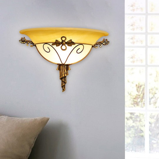 Retro Style Wall Mount Lamp - 1-Light Cream Glass Sconce In White/Beige Beige