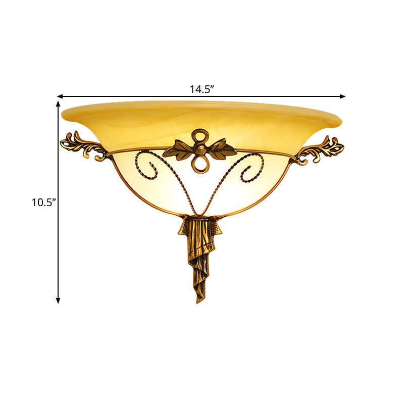 Retro Style Wall Mount Lamp - 1-Light Cream Glass Sconce In White/Beige