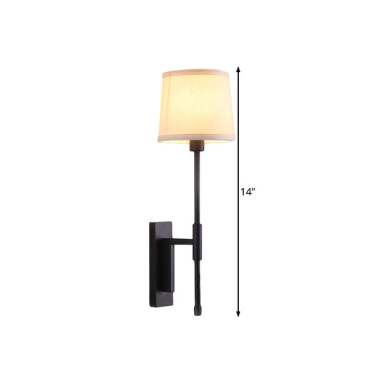 Black Fabric Wall Sconce With Right Angle Arm - Warehouse Style Lighting