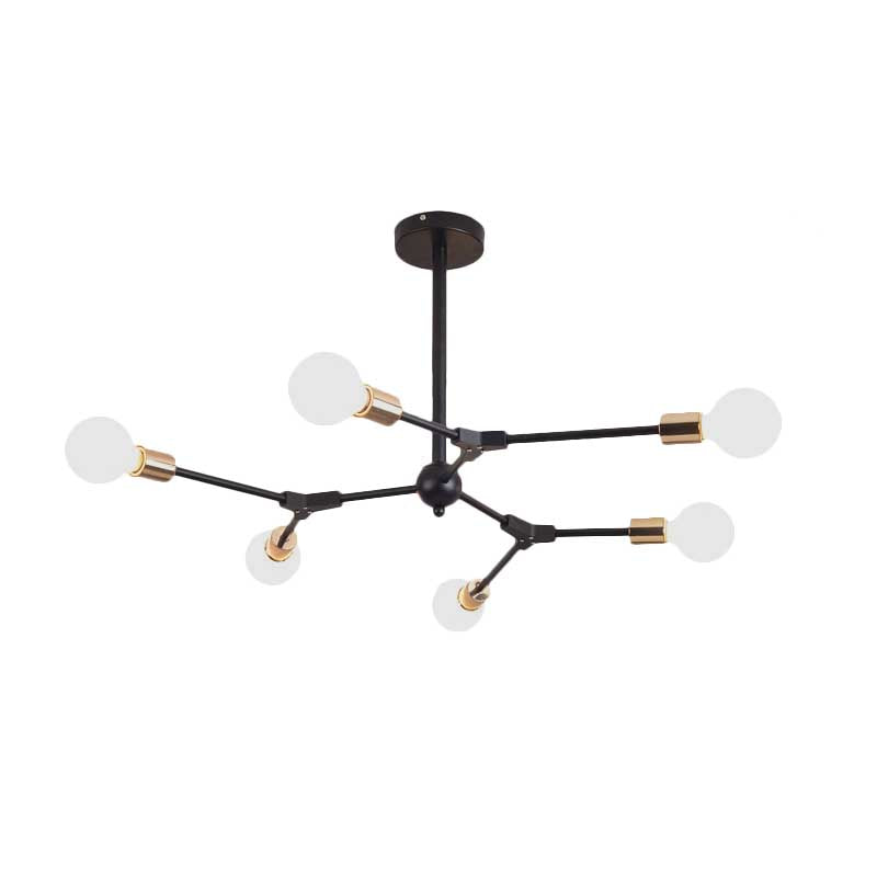 Retro Style Black Branch Suspension Light With Metallic Finish – Bedroom Chandelier Lamp (6/8