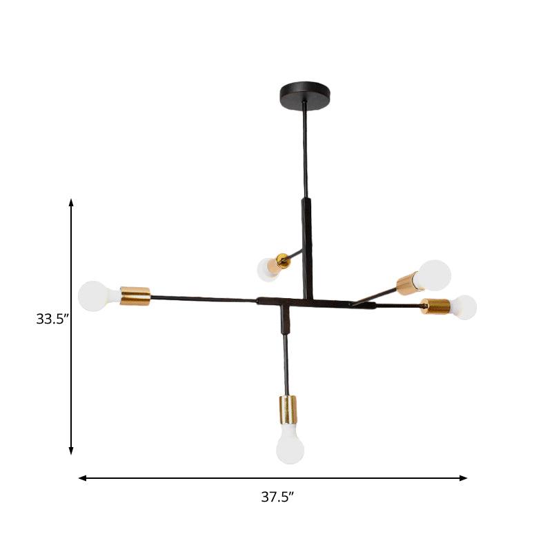 Industrial Metallic Multi Light Black Finish Chandelier Lamp - Branch Living Room Hanging
