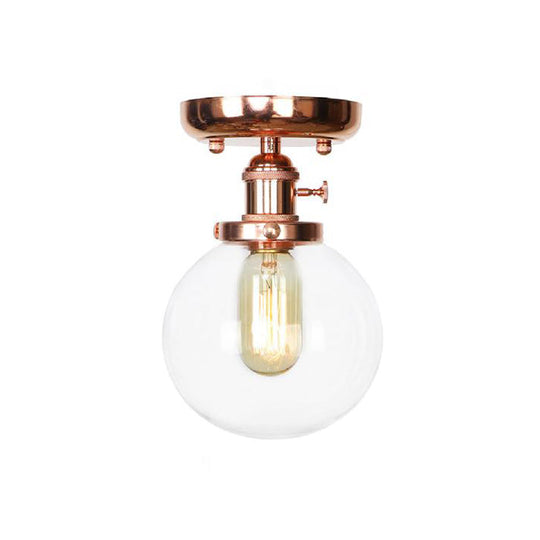 Semi Flush Mount Industrial Ceiling Light Fixture With Globe/Wide Flare/Diamond Design And