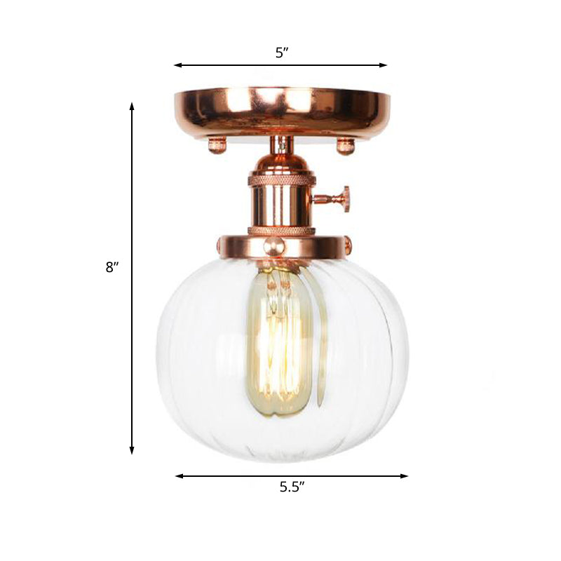 Semi Flush Mount Industrial Ceiling Light Fixture With Globe/Wide Flare/Diamond Design And