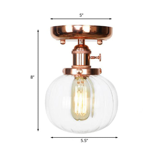 Semi Flush Mount Industrial Ceiling Light Fixture With Globe/Wide Flare/Diamond Design And