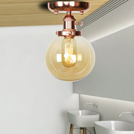 Semi Flush Mount Industrial Ceiling Light Fixture With Globe/Wide Flare/Diamond Design And