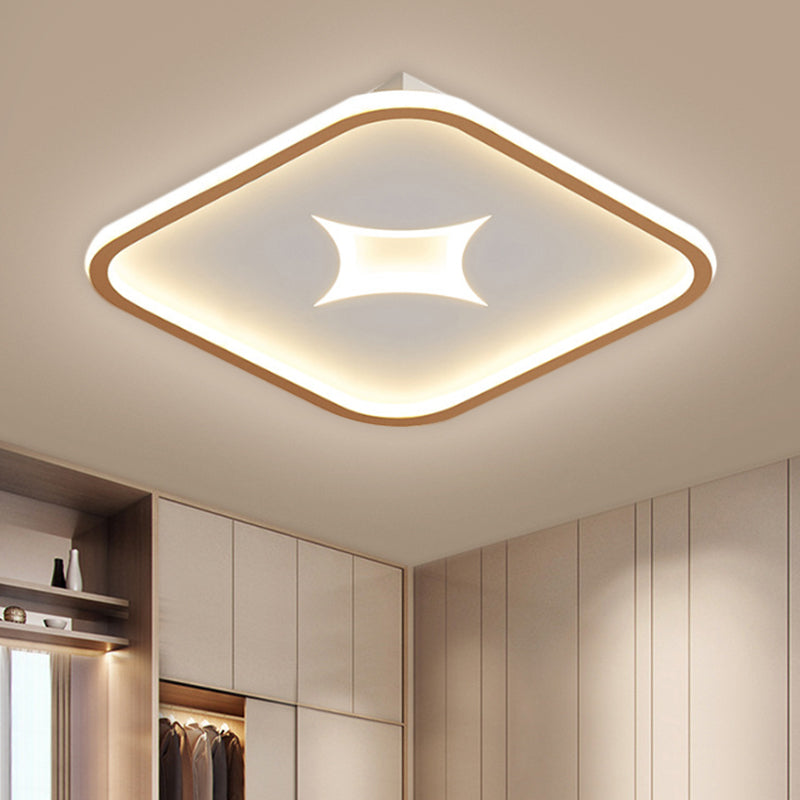Modern Metallic Led Flush Ceiling Light In Black/Gold - Round/Rectangle White Available 3 Sizes