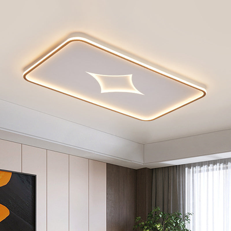 Modern Metallic Led Flush Ceiling Light In Black/Gold - Round/Rectangle White Available 3 Sizes