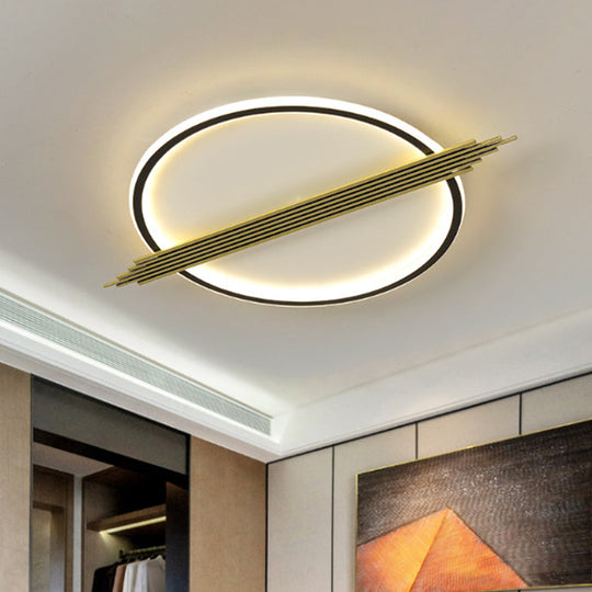 Gold - Black Circle Led Flushmount Ceiling Light With Acrylic Shade Warm/White 24.5’/28.5’ W /