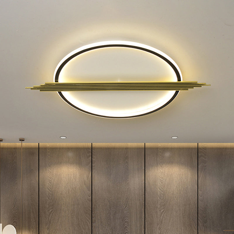 Gold - Black Circle Led Flushmount Ceiling Light With Acrylic Shade Warm/White 24.5’/28.5’ W