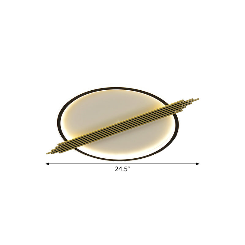 Gold - Black Circle Led Flushmount Ceiling Light With Acrylic Shade Warm/White 24.5’/28.5’ W