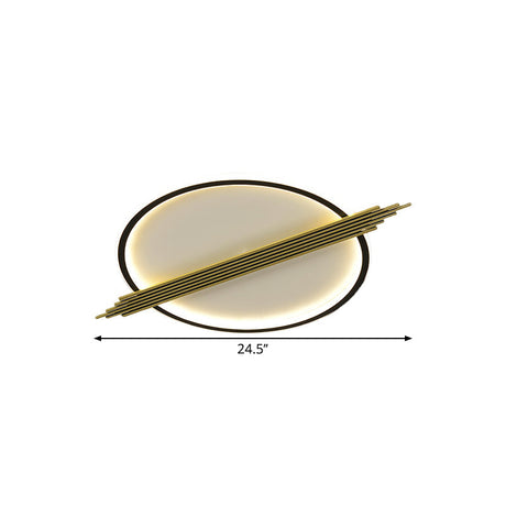 Gold - Black Circle Led Flushmount Ceiling Light With Acrylic Shade Warm/White 24.5’/28.5’ W