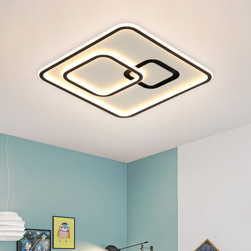 Minimalist Black Led Flush Mount Light | Acrylic Ceiling Lighting Fixture 16/19.5 Width / 16