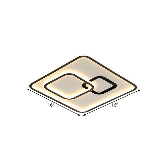 Minimalist Black Led Flush Mount Light | Acrylic Ceiling Lighting Fixture 16/19.5 Width