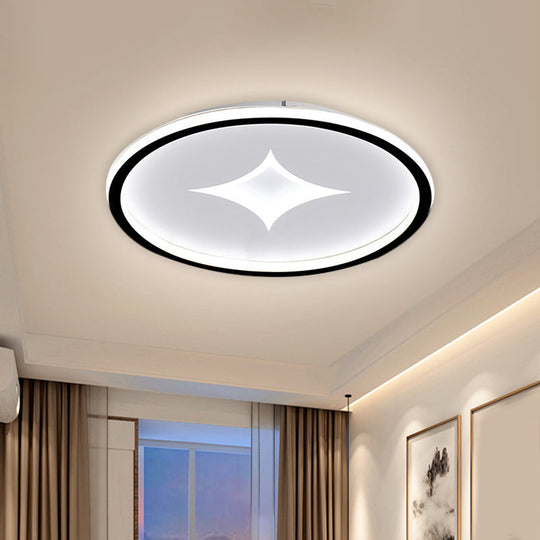 Ultra Slim Metal Led Ceiling Light In Black/Gold Warm/White - 16’/19.5’ Contemporary Flush