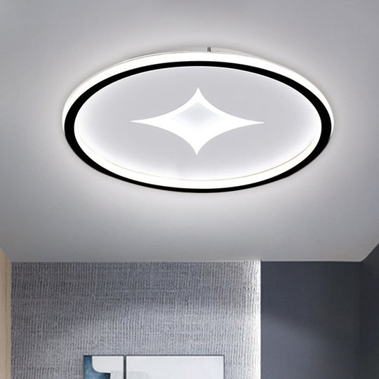 Ultra Slim Metal Led Ceiling Light In Black/Gold Warm/White - 16’/19.5’ Contemporary Flush