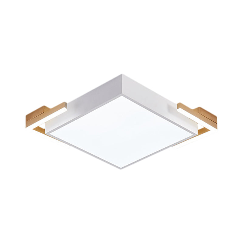 Modern Square Metallic Ceiling Light Fixture: Led Flushmount Lighting In Black/White Warm/White