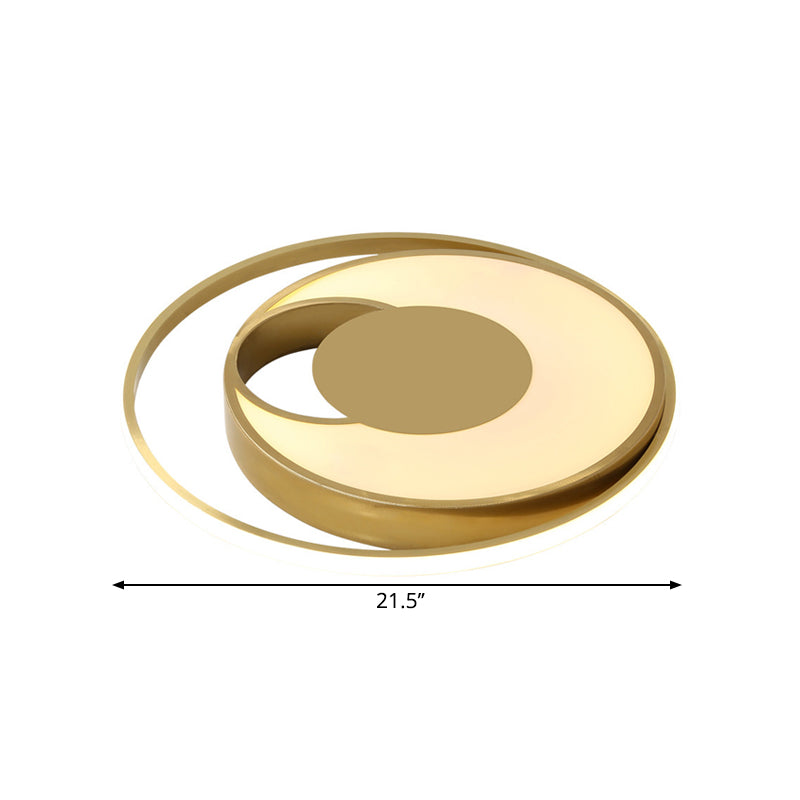 Modern Led Circle Bedroom Flush Mount Lamp In Gold With 3 - Color Light