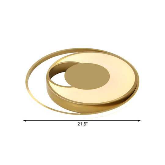Modern Led Circle Bedroom Flush Mount Lamp In Gold With 3 - Color Light