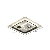 Led Minimalist Black Flush Mount Ceiling Lamp With Metal Rectangle Shade Warm/White Light Options