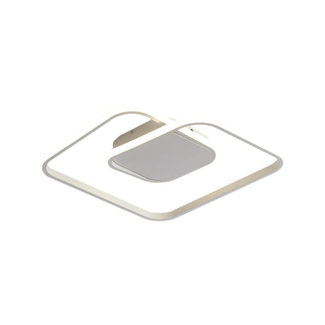Sleek Metallic Square Led Ceiling Flush Mount Light In Black/White/Gold Shades With Warm/White/3