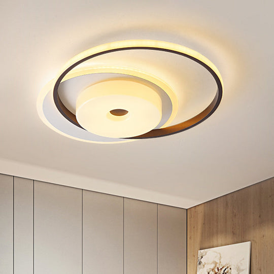 Metallic Nordic Led Flush Mount Ceiling Fixture In Warm/White 16/19.5 Wide White / 16 Warm