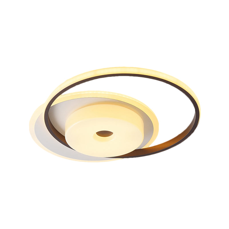 Metallic Nordic Led Flush Mount Ceiling Fixture In Warm/White 16/19.5 Wide