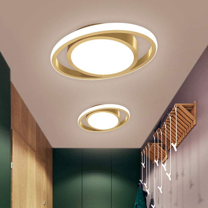 Customizable Flush Mount Metal Led Ceiling Fixture - Drum & Circle Design In Black/Gray/Gold (7-Day