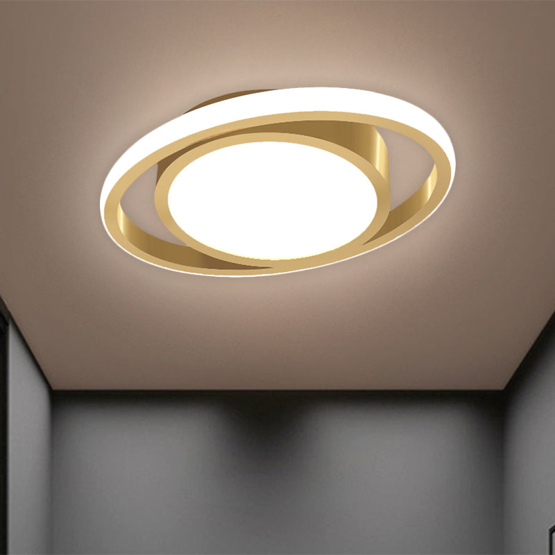 Customizable Flush Mount Metal Led Ceiling Fixture - Drum & Circle Design In Black/Gray/Gold (7-Day