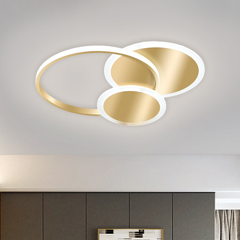 Modern Metallic Led Flush Mount Lamp In Gold - Available Warm Or White Light / 16.5’