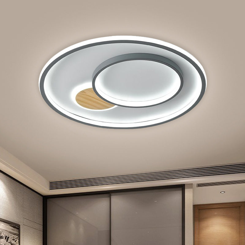 16.5’/20.5’ W Acrylic Round Modernist Led Ceiling Lamp - Grey (Warm/White Light)
