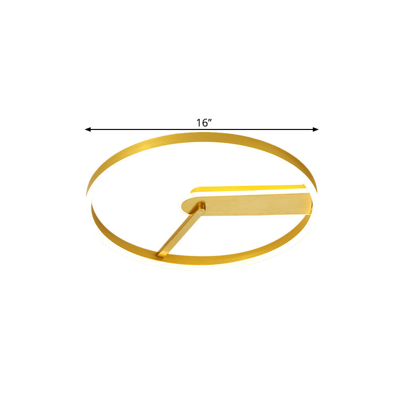 Simplicity Led Gold Flush Mount Lamp With Metallic Shade 16’/19.5’ Wide – Warm/White Light