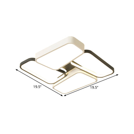 Modernistic Trapezoid Led Ceiling Flush Mount In Black - White Metallic Finish With Warm/White/3