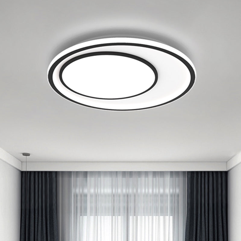 Nordic Led Flushmount Lighting Metal Round Ceiling Flush Mount In Black 16.5’/20.5’ Width