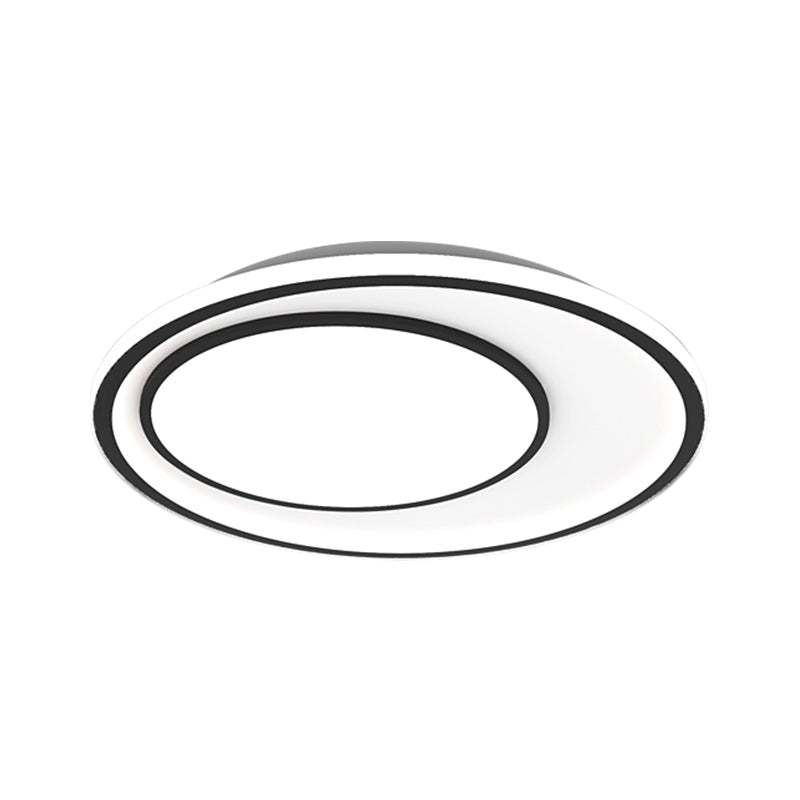 Nordic Led Flushmount Lighting Metal Round Ceiling Flush Mount In Black 16.5’/20.5’ Width