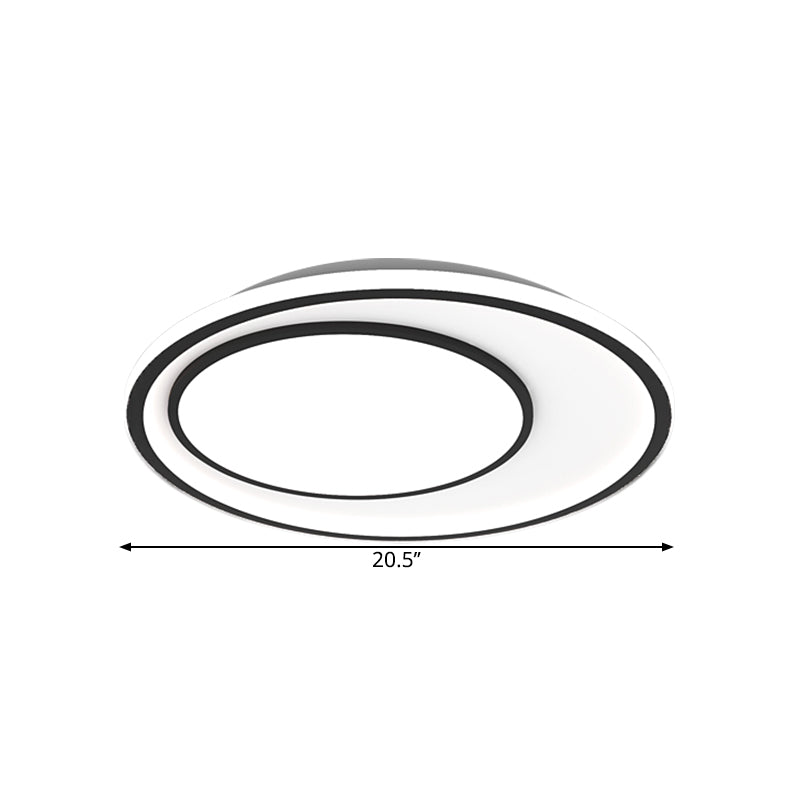 Nordic Led Flushmount Lighting Metal Round Ceiling Flush Mount In Black 16.5’/20.5’ Width