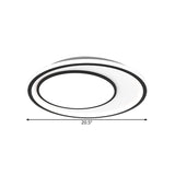 Nordic Led Flushmount Lighting Metal Round Ceiling Flush Mount In Black 16.5’/20.5’ Width