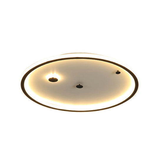 Simple Led Flushmount Black/Gold Round Ceiling Lamp Fixture - 16’/19.5’ Width Acrylic Shade