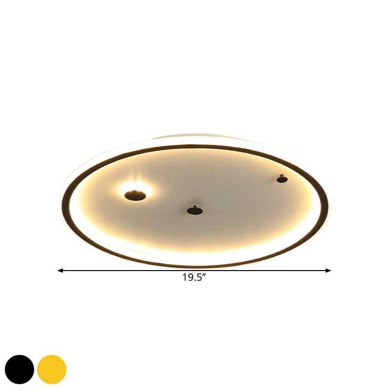 Simple Led Flushmount Black/Gold Round Ceiling Lamp Fixture - 16’/19.5’ Width Acrylic Shade