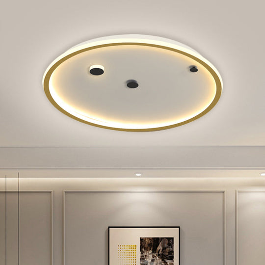 Simple Led Flushmount Black/Gold Round Ceiling Lamp Fixture - 16’/19.5’ Width Acrylic Shade