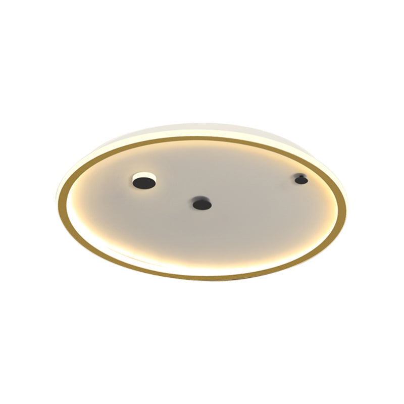Simple Led Flushmount Black/Gold Round Ceiling Lamp Fixture - 16’/19.5’ Width Acrylic Shade