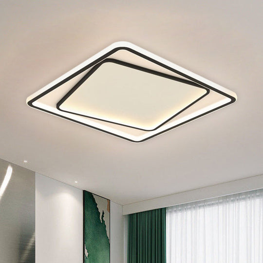 Modern Minimalist Metal Led Bedroom Flush Mount Light In Black - 16.5/20.5 Width (Customizable 7