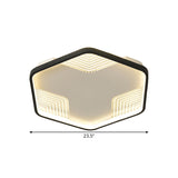 Simple Black Led Ceiling Lamp - Kitchen Flush Mount With Acrylic Hexagon Shade In Warm/White Light