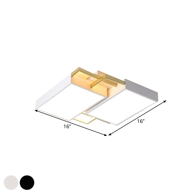 Modern Metal Led Flush Mount Light In Black/Gold Finish 16’/19.5’ Width With Warm/White