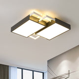 Modern Metal Led Flush Mount Light In Black/Gold Finish 16/19.5 Width With Warm/White Black / 16