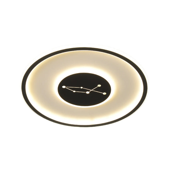 Modern Led Flush Mount Ceiling Lamp - Sleek Acrylic Design With Adjustable Light Color Black Finish