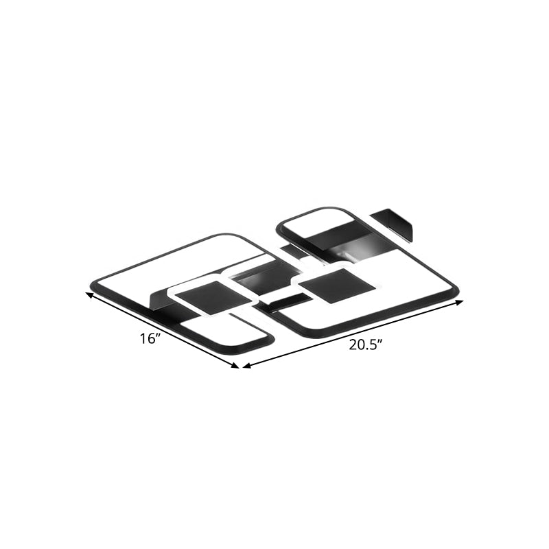 Nordic Metal Geometric Led Flushmount Lighting In Black 16.5’/20.5’/24.5’ W | Customize 7 Days