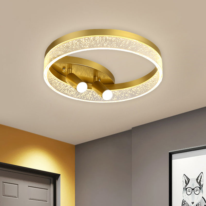 Modern Style Gold Round Led Flush Mount Spotlight - Warm/White Light 16’/19.5’ Width