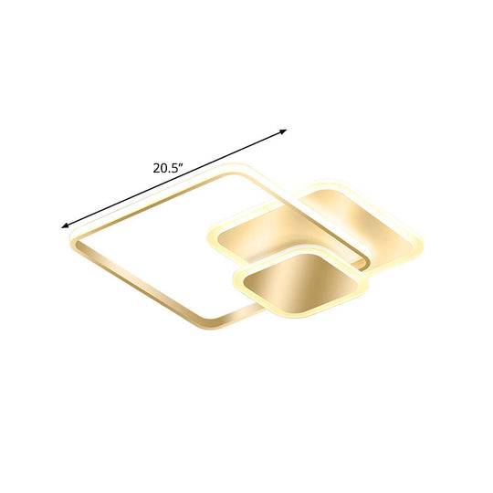 Modern Metallic Led Gold Flush Mount Ceiling Lamp In Warm/White Light 16.5’/20.5’ Wide